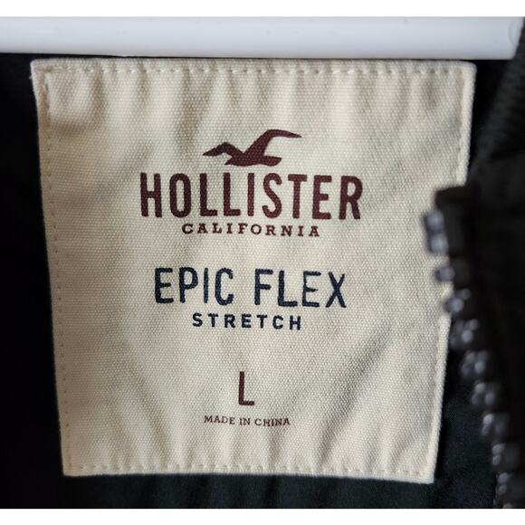 Hollister Large California Mends Black Full Zip Jacket Epic Flex Stretch Rose - Picture 5 of 7